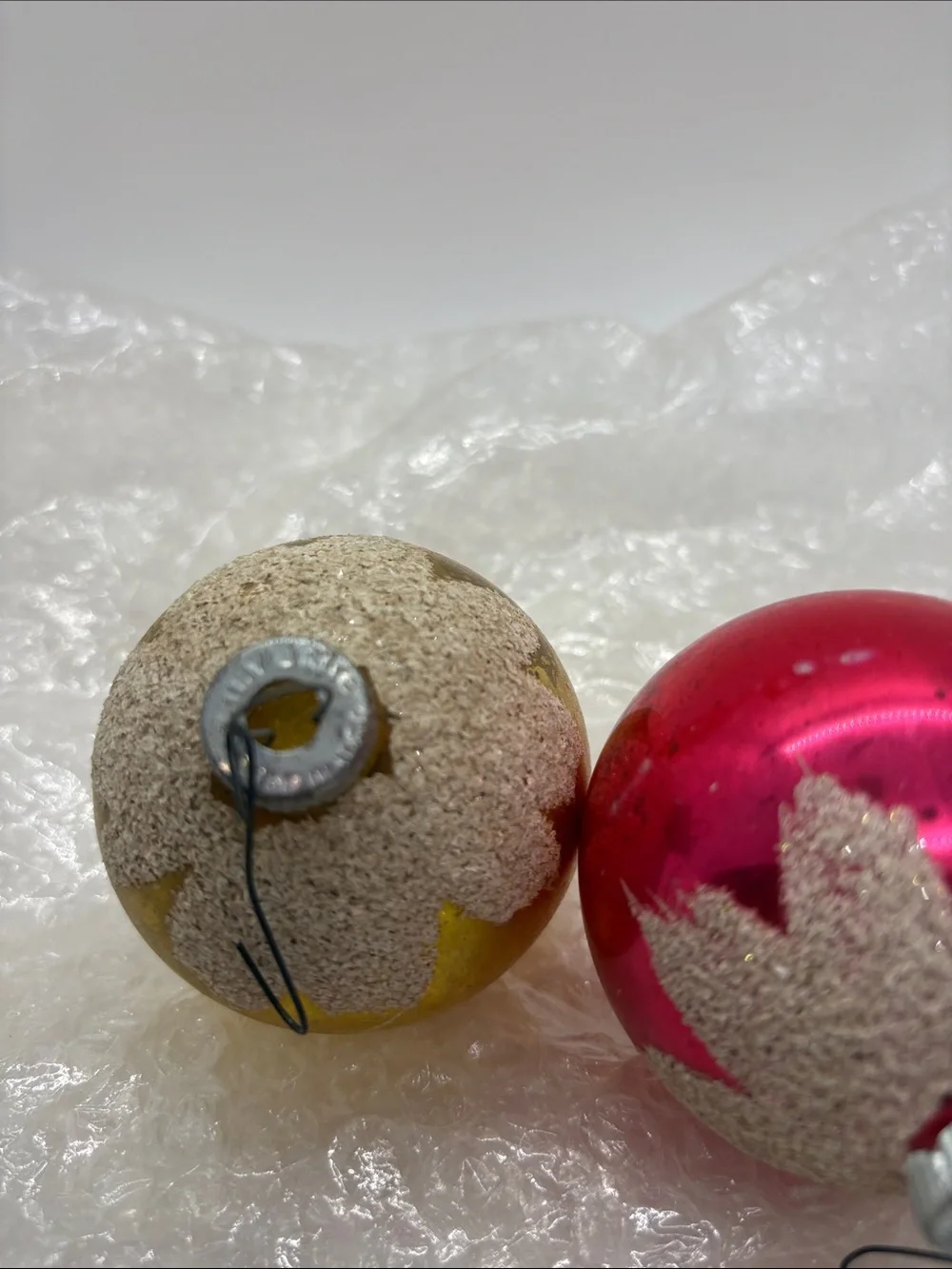 Shiny Brite Mercury Glass Snowcap Christmas Ornaments VTG.